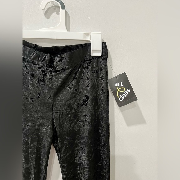 Art Class• Target Girls Velvet Black Pants Leggings Flare Lettuce Hem NWT M 7/8 - Picture 5 of 9